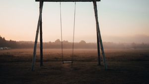 Preview wallpaper swing, field, trees, fog