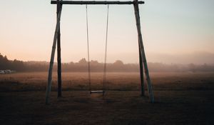 Preview wallpaper swing, field, trees, fog