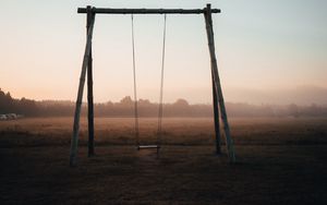 Preview wallpaper swing, field, trees, fog