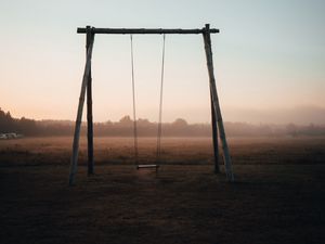 Preview wallpaper swing, field, trees, fog