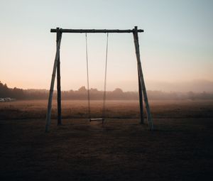 Preview wallpaper swing, field, trees, fog