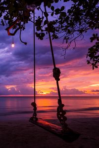 Preview wallpaper swing, garland, beach, sunset