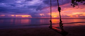 Preview wallpaper swing, garland, beach, sunset