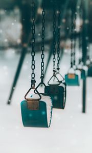 Preview wallpaper swing, snow, winter, childhood, mood