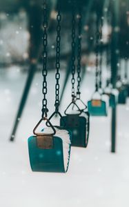 Preview wallpaper swing, snow, winter, childhood, mood