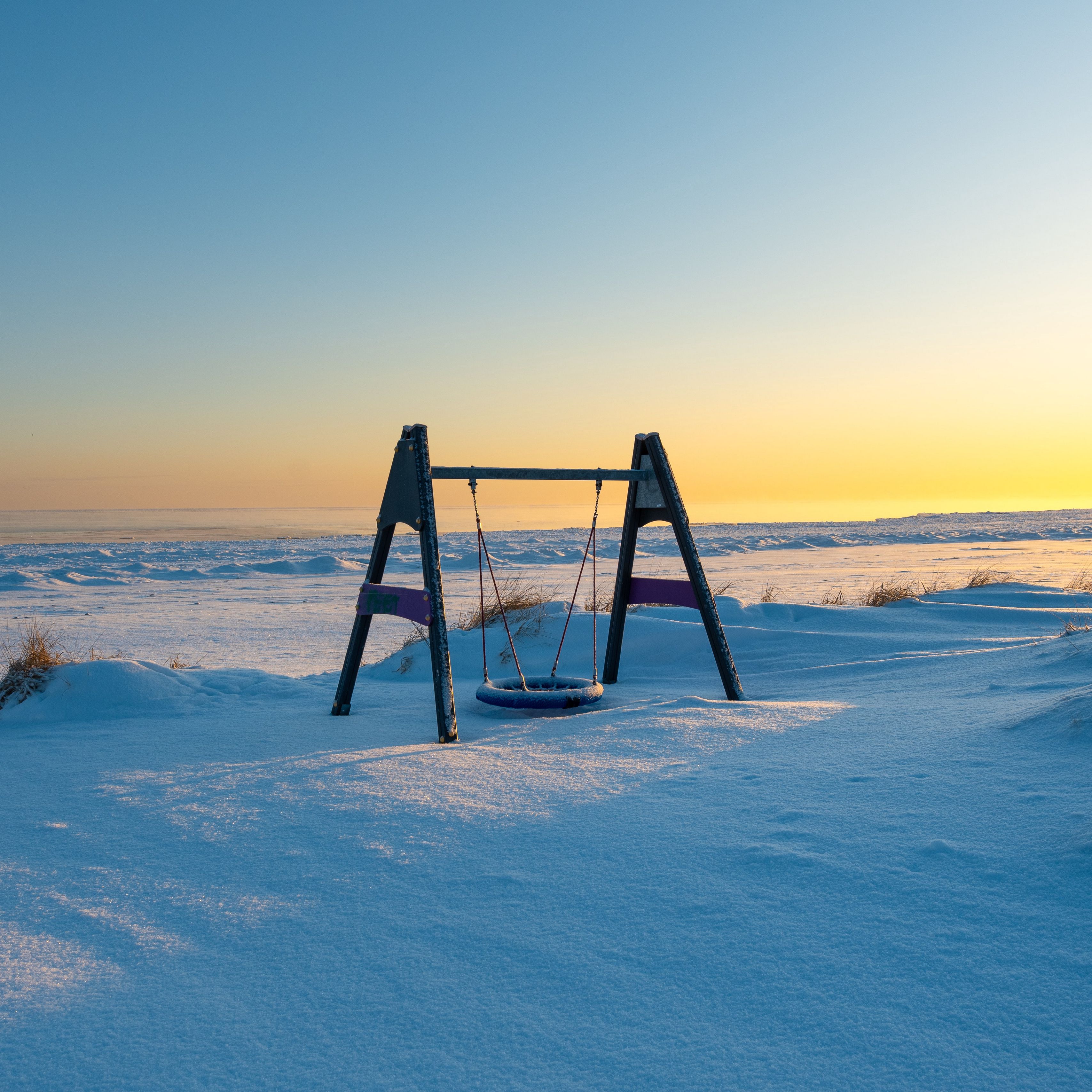 3415x3415 Wallpaper swing, snow, winter