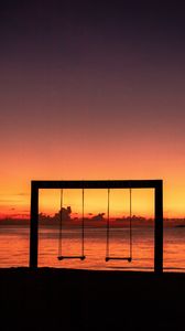 Preview wallpaper swing, sunset, silhouette