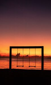 Preview wallpaper swing, sunset, silhouette