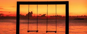 Preview wallpaper swing, sunset, silhouette