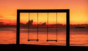 Preview wallpaper swing, sunset, silhouette