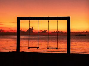 Preview wallpaper swing, sunset, silhouette
