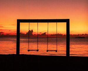 Preview wallpaper swing, sunset, silhouette