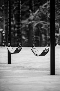 Preview wallpaper swing, winter, bw, childhood