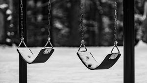 Preview wallpaper swing, winter, bw, childhood