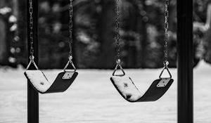 Preview wallpaper swing, winter, bw, childhood