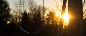 Preview wallpaper swing, winter, sunset, tree, blur