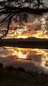 Preview wallpaper swings, river, tree, twilight