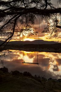 Preview wallpaper swings, river, tree, twilight