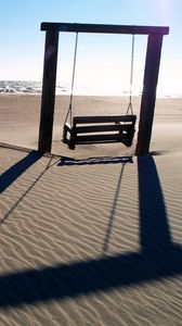 Preview wallpaper swings, sea, beach, landscape, mood