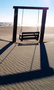 Preview wallpaper swings, sea, beach, landscape, mood