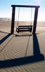 Preview wallpaper swings, sea, beach, landscape, mood