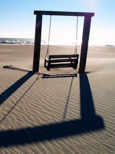 Preview wallpaper swings, sea, beach, landscape, mood