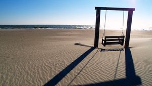 Preview wallpaper swings, sea, beach, landscape, mood