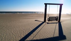 Preview wallpaper swings, sea, beach, landscape, mood