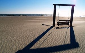 Preview wallpaper swings, sea, beach, landscape, mood