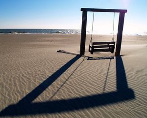 Preview wallpaper swings, sea, beach, landscape, mood