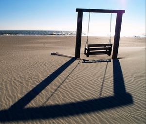 Preview wallpaper swings, sea, beach, landscape, mood