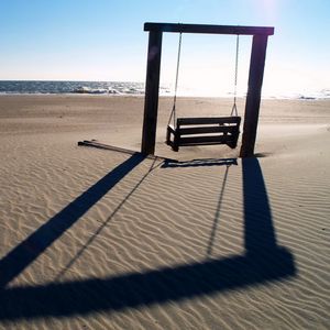 Preview wallpaper swings, sea, beach, landscape, mood