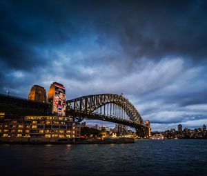 Preview wallpaper sydney, australia, sydney harbour bridge, bridge, city nightlife