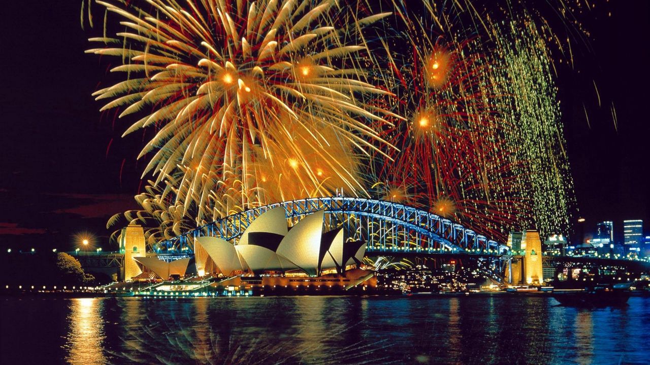 Wallpaper sydney, fireworks, opera, theater, river