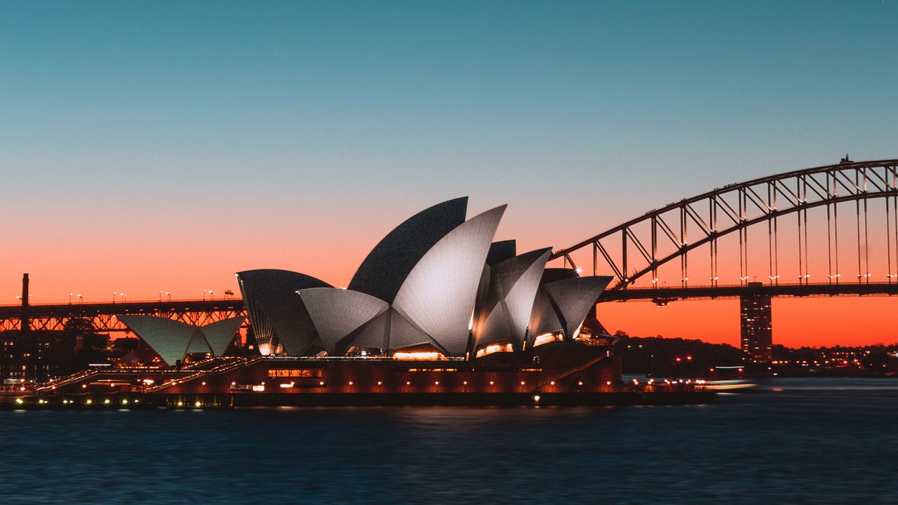 Wallpaper sydney opera house, night city, harbor, bridge, sydney, australia