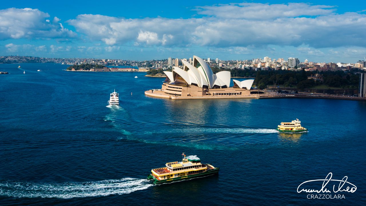 Wallpaper sydney opera house, theater, harbor, ships, sydney, australia