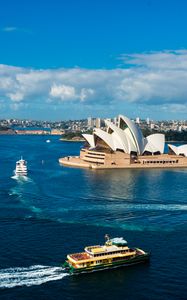 Preview wallpaper sydney opera house, theater, harbor, ships, sydney, australia