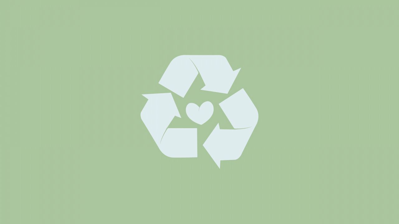 Wallpaper symbol, green, heart, love, recycling
