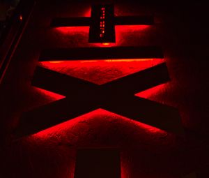 Preview wallpaper symbols, neon, red, backlight, dark