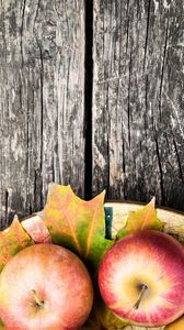 Preview wallpaper table, apple, leaves