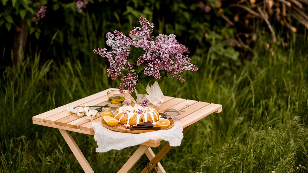 Wallpaper table, bouquet, dessert, picnic, nature