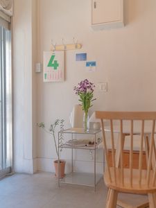 Preview wallpaper table, chair, vase, flowers, interior, decor, aesthetics