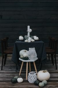 Preview wallpaper table, chairs, pumpkin, dinner