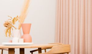 Preview wallpaper table, chairs, vase, interior, aesthetics, light