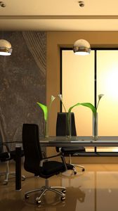 Preview wallpaper table, office chairs, glass, window