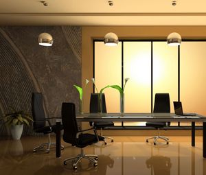 Preview wallpaper table, office chairs, glass, window