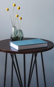 Preview wallpaper table, vase, flower, book