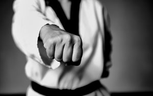 Preview wallpaper taekwondo, fight, fighter, fist, bw