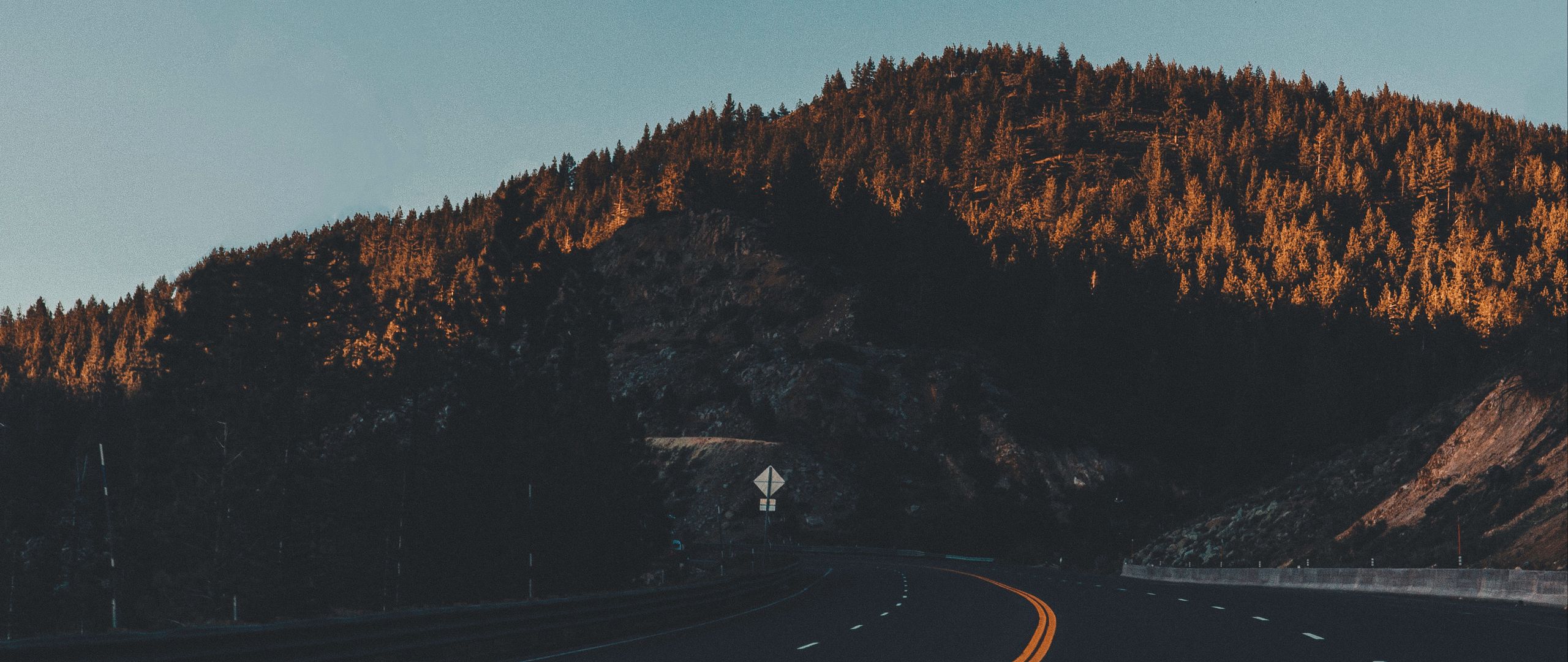 Download wallpaper 2560x1080 tahoe, california, road, mountains dual