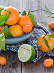 Preview wallpaper tangerine, lime, citrus